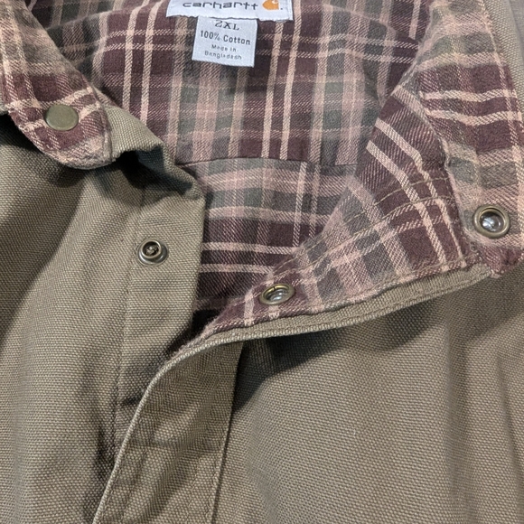 Carhartt Men's Brown Flannel Lined Shirt Jacket Shacket Size 2XL - Picture 4 of 9